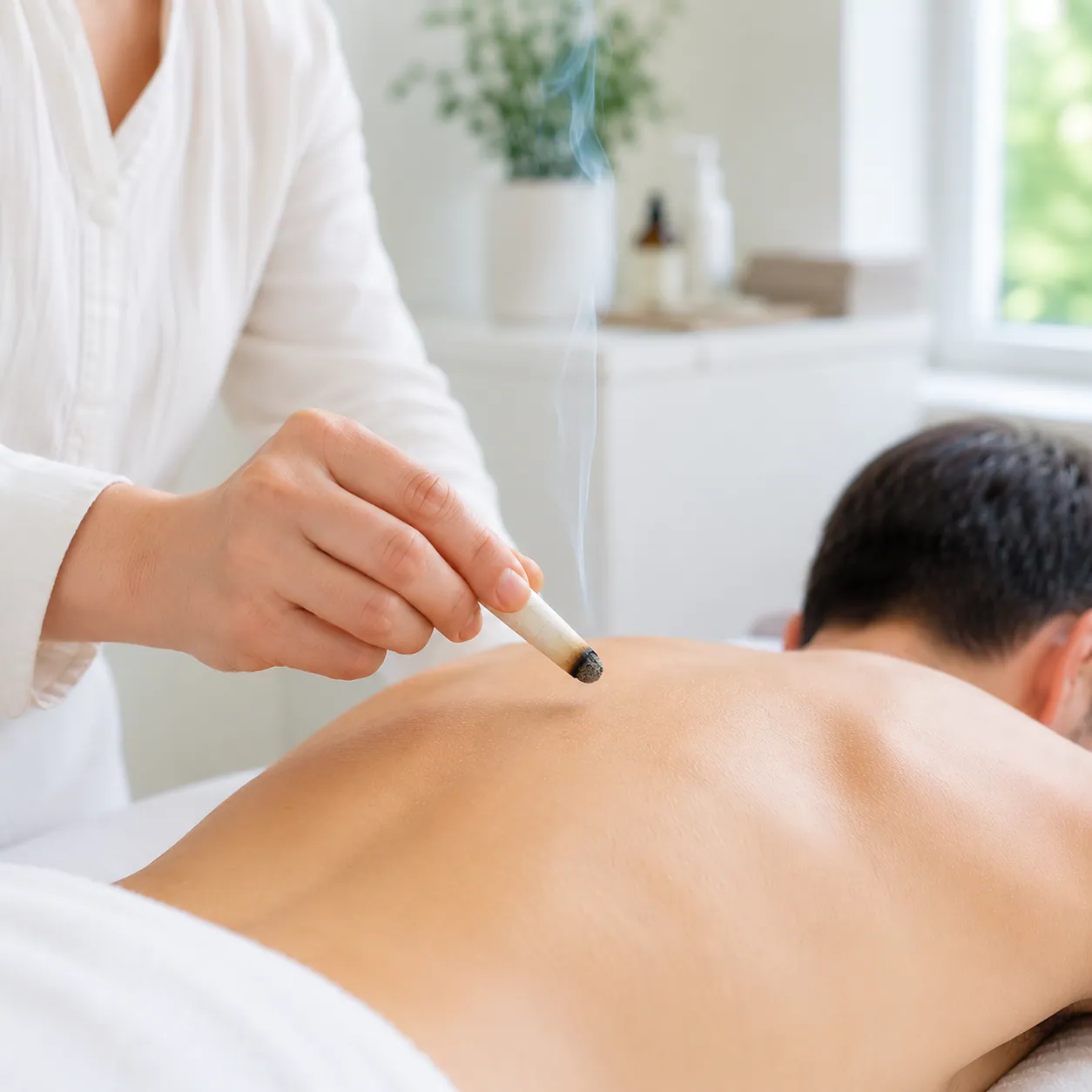Moxibustion Behandlung in der Qipunkt Praxis Basel